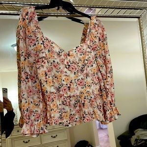 Mi Ami crop top with peplum. Bow tie in back over cinched waist  XL. Top is 20”